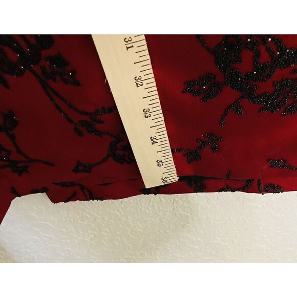 Vintage Jeffrey & Dara Evenings Red Floral Gown Black Beading Sz 10 - Picture 8 of 11
